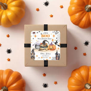a little boo baby shower baby shower invitations square sticker