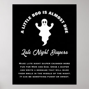 A Little Boo Baby Shower Trendy Late Night Diapers Poster