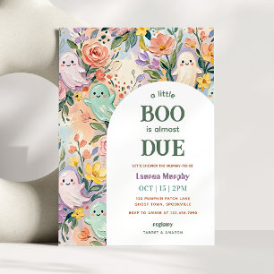 A Little Boo Colourful Floral Halloween Baby Showe Invitation