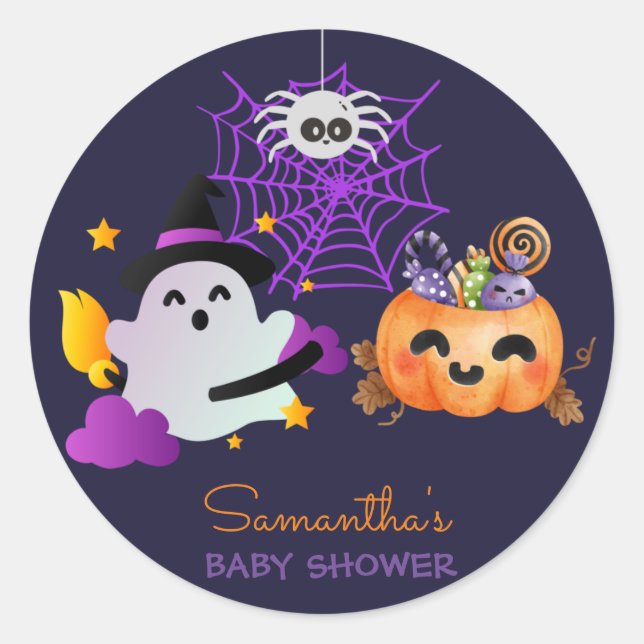 A Little Boo Custom Halloween Baby Shower Sticker (Front)