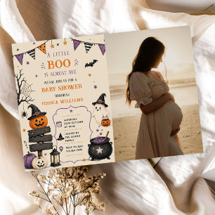 A Little Boo Cute Ghost Baby Shower Photo Invitation