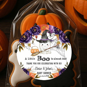 A Little Boo Cute Ghost Halloween Baby Shower Classic Round Sticker