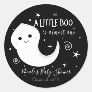 A Little Boo Cute Ghost Halloween Baby Shower   Classic Round Sticker