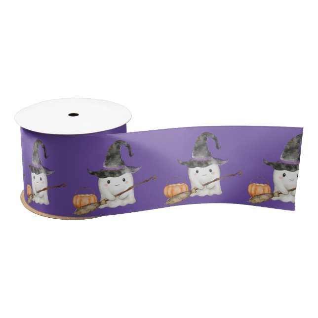 A Little Boo Cute Ghost Halloween Baby Shower Satin Ribbon (Spool)