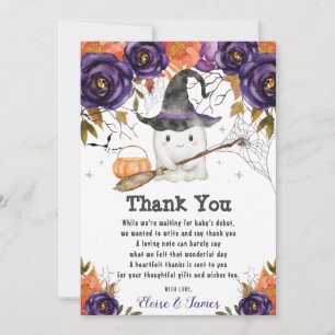 A Little Boo Cute Ghost Halloween Baby Shower Thank You Card