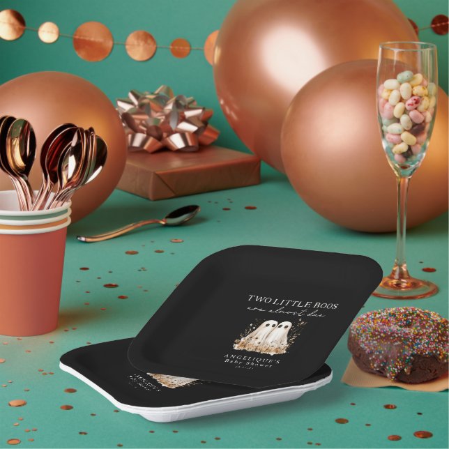 A Little Boo Cute Ghost Wildflowers Baby Shower  Paper Plate (Multi)