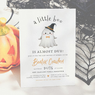 A Little Boo Cute Halloween Boy Baby Shower Invitation