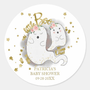 A Little Boo Cute Halloween Girl Baby Shower Class Classic Round Sticker