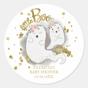 A Little Boo Cute Halloween Girl Baby Shower Classic Round Sticker
