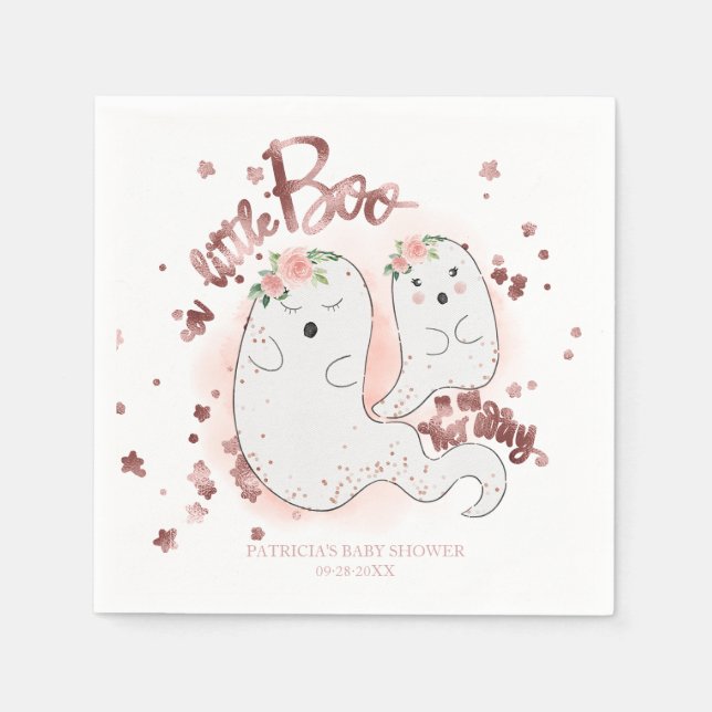 A Little Boo Cute Halloween Girl Baby Shower Napkin (Front)