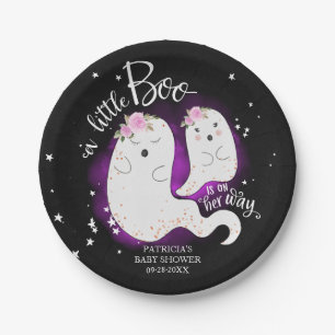 A Little Boo Cute Halloween Girl Baby Shower Paper Plate