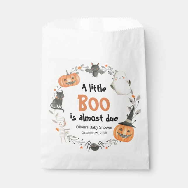 A Little Boo Cute Halloween Pumpkin Baby Shower Favour Bags (Front)