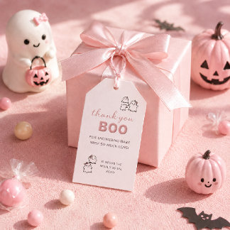 A little Boo Cute Pink Pastel Halloween Gift Tags