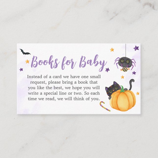 A Little Boo Ghost Baby Shower Books for Baby Enclosure Card (Front)