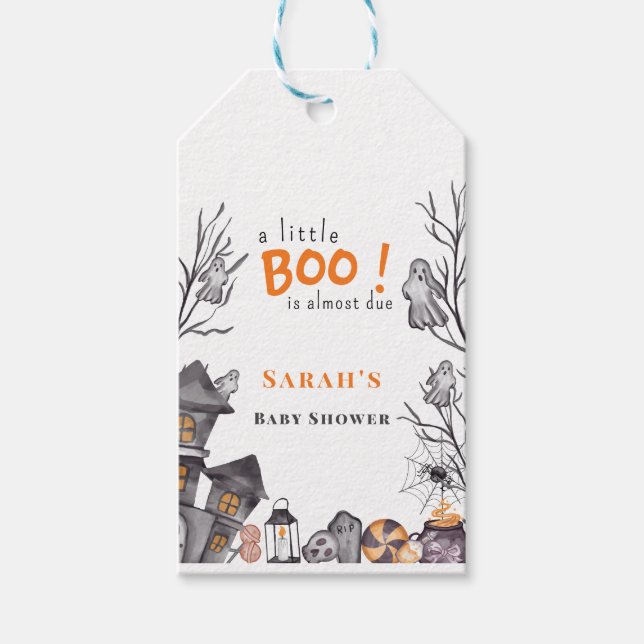 A little Boo Ghost Baby Shower Favour Tag (Front)