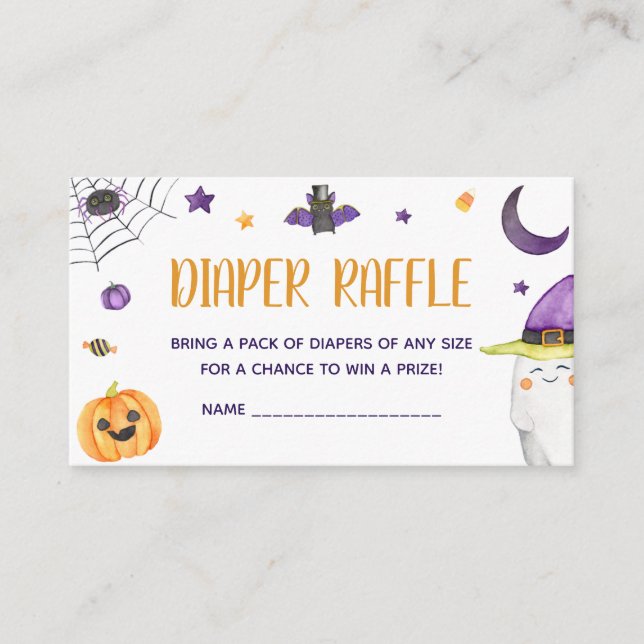 A Little Boo Ghost Halloween Diaper Raffle Enclosure Card (Front)