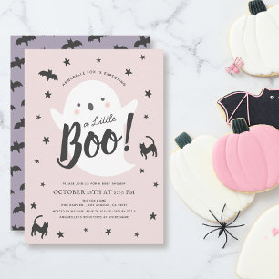 A Little Boo Ghost Halloween Pink Girl Baby Shower Invitation