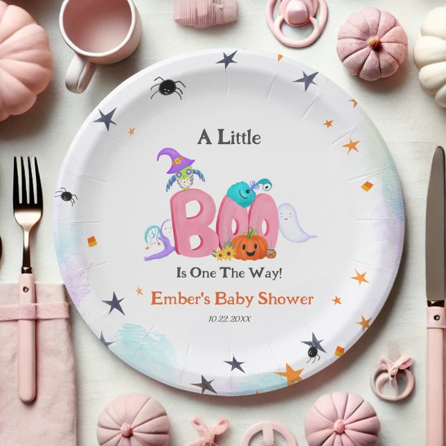 A Little Boo Ghost, Owl Halloween Baby Shower Paper Plate (Creator Uploaded)