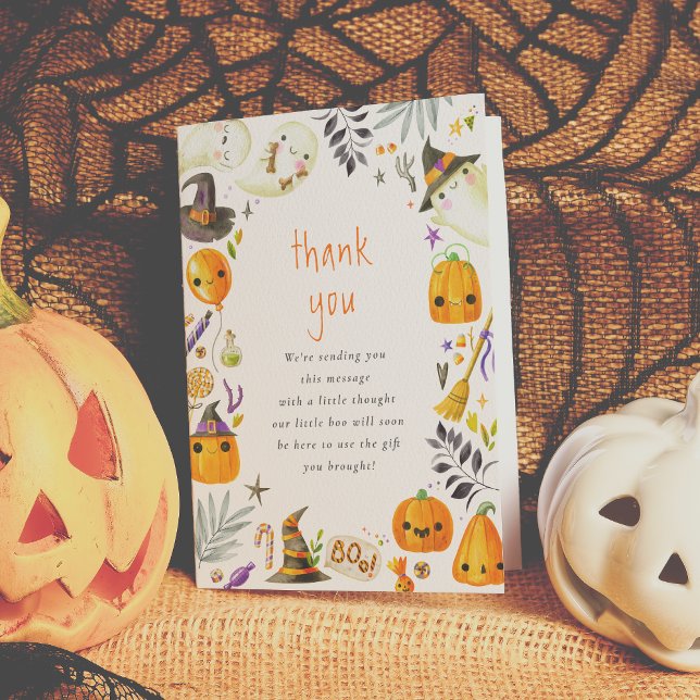 A Little Boo Ghost & Pumpkin Halloween Thank You Card (Creator Uploaded)