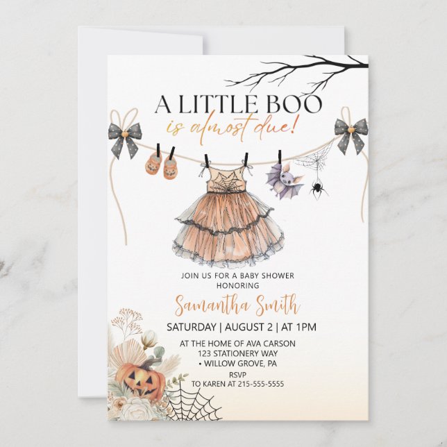  A Little Boo Girl clothesline Baby Shower Invitation (Front)