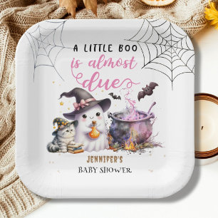 A Little Boo! Girl Pink Halloween Baby Shower Paper Plate