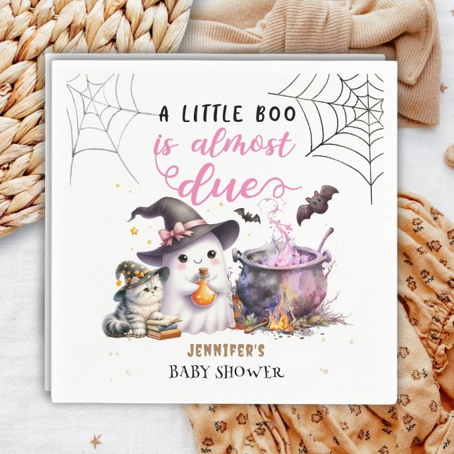 A Little Boo! Girl Pink Halloween Baby Shower Pink Napkin (Creator Uploaded)
