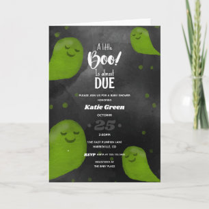 A Little Boo Green Happy Halloween Baby Shower Card