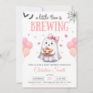 A Little Boo Halloween Baby Girl Shower Invitation