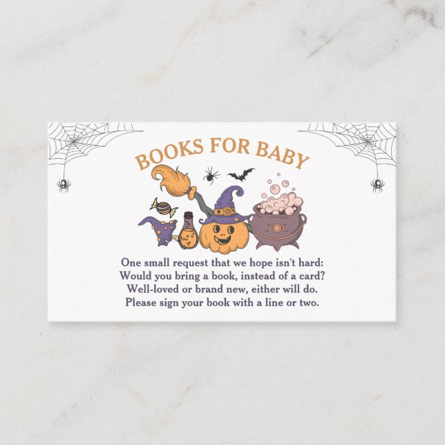 A Little Boo Halloween Baby Shower Books for Baby Enclosure Card (Front)