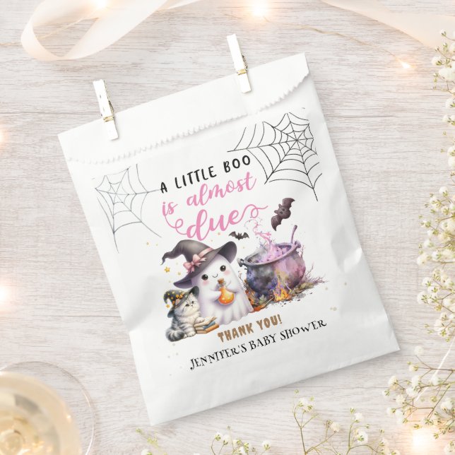 A Little Boo! Halloween Baby Shower Girl Pink Favour Bags (Clipped)