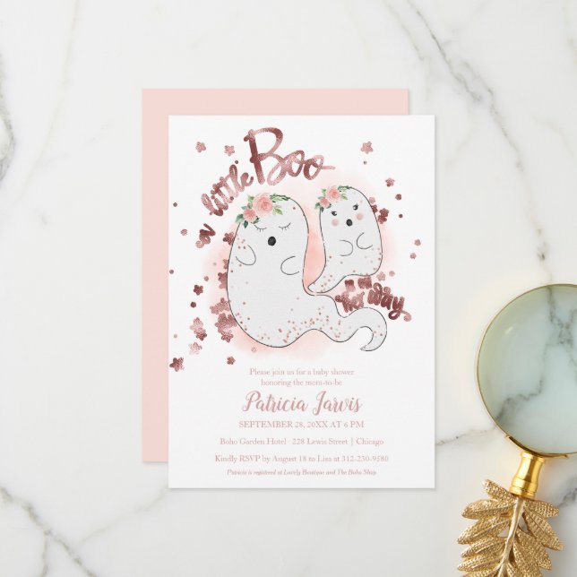 A Little Boo Halloween Baby Shower Invitation (Front/Back In Situ)