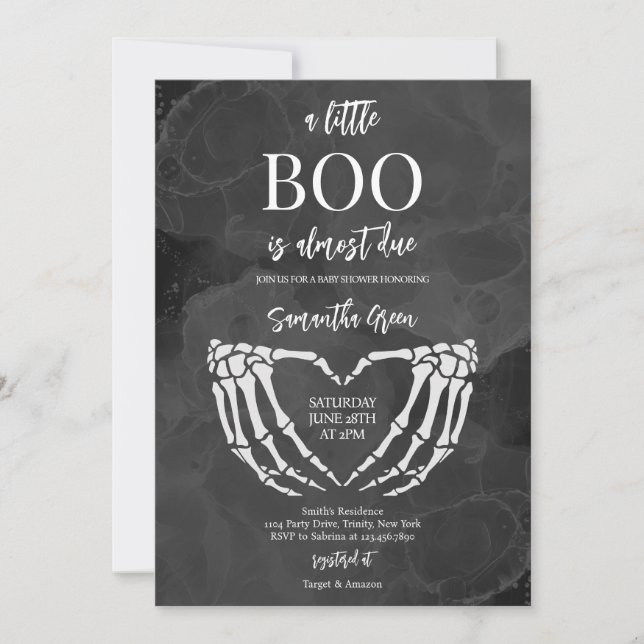 A Little Boo Halloween Baby Shower Invitation (Front)