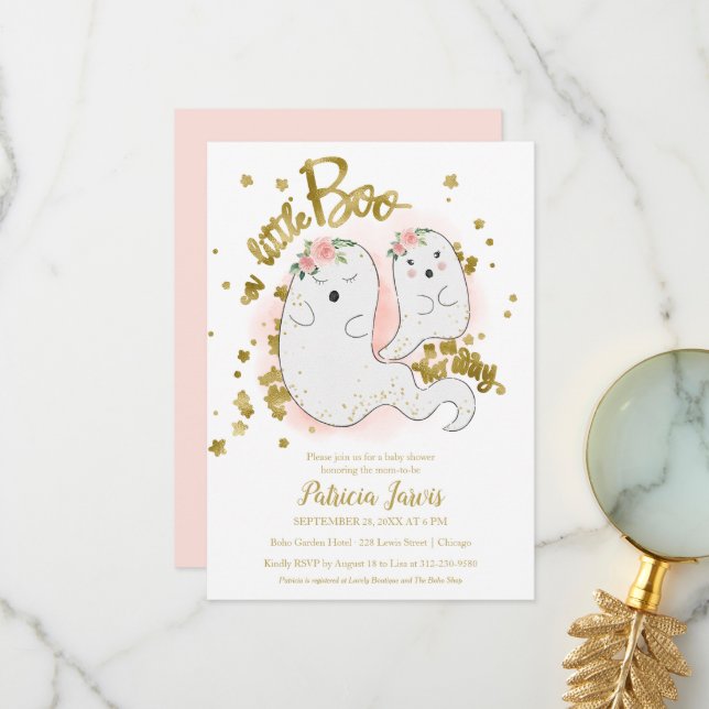 A Little Boo Halloween Baby Shower Invitation (Front/Back In Situ)