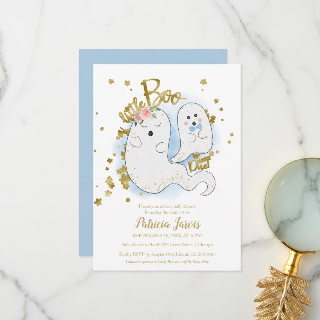 A Little Boo Halloween Baby Shower Invitation (Front/Back In Situ)