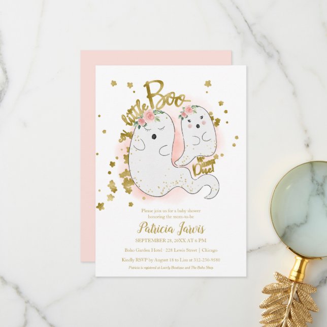 A Little Boo Halloween Baby Shower Invitation (Front/Back In Situ)