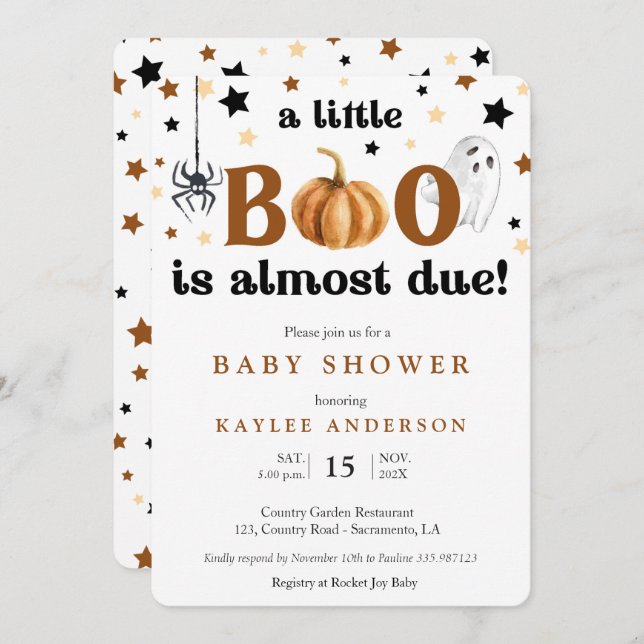 A little boo Halloween Baby shower invitation (Front/Back)