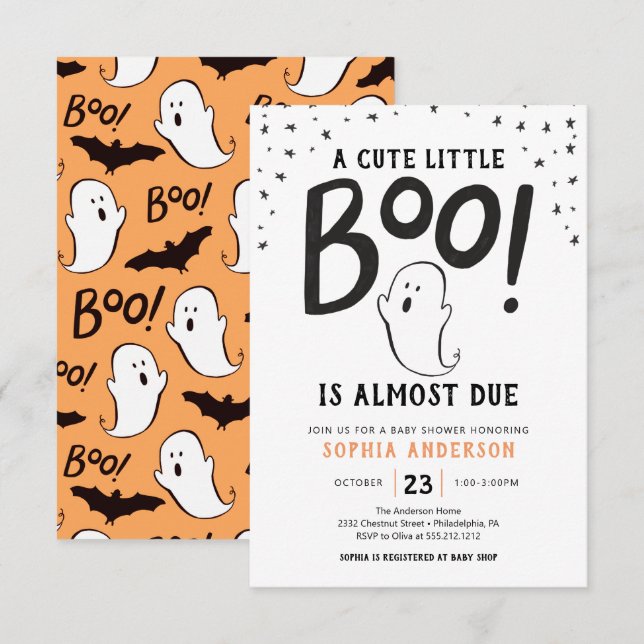 A Little Boo Halloween Baby Shower Invitation (Front/Back)