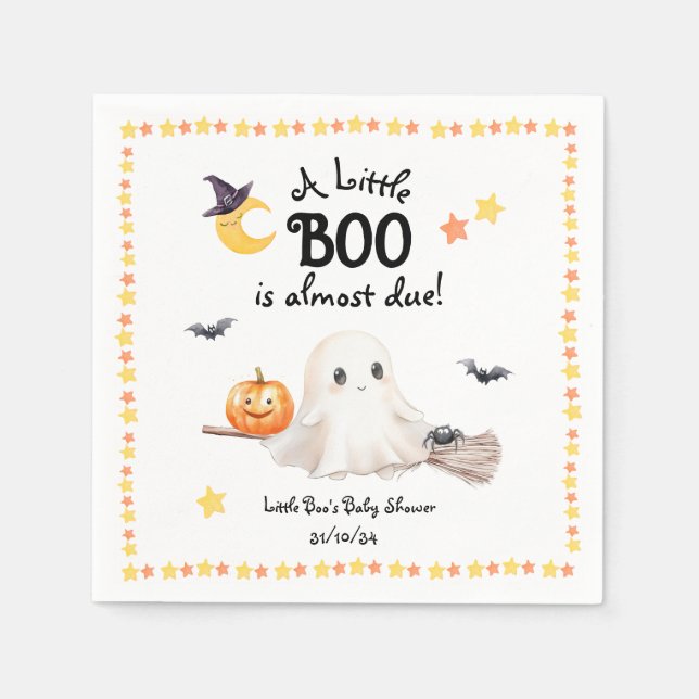 A Little Boo Halloween Baby Shower Napkin (Front)