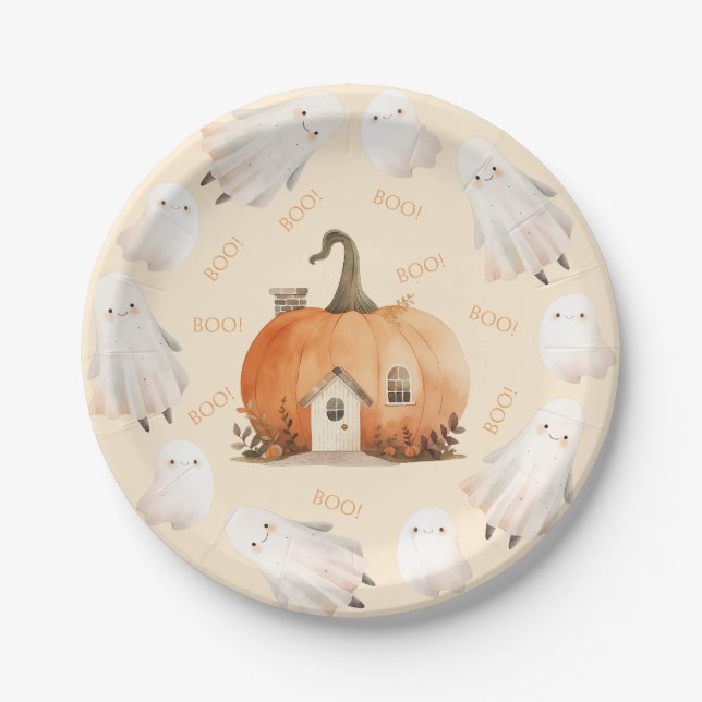 A Little Boo Halloween Baby Shower Paper Plate (Front)
