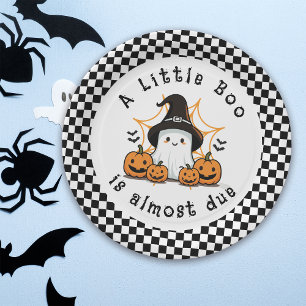 A Little Boo Halloween Baby Shower Paper Plate