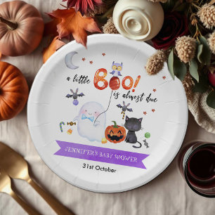 A Little Boo Halloween Baby Shower Paper Plate