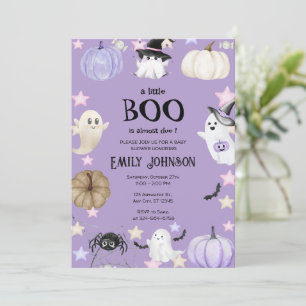 A Little Boo Halloween Baby Shower purple Invitation