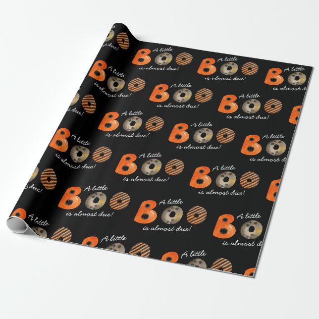 A Little Boo Halloween Baby Shower  Wrapping Paper (Unrolled)