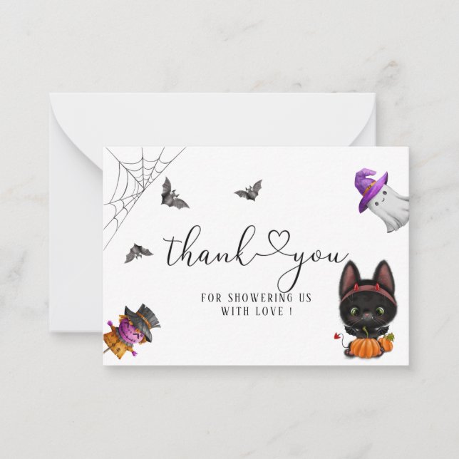 A Little Boo Halloween Black Cat Card (Front)