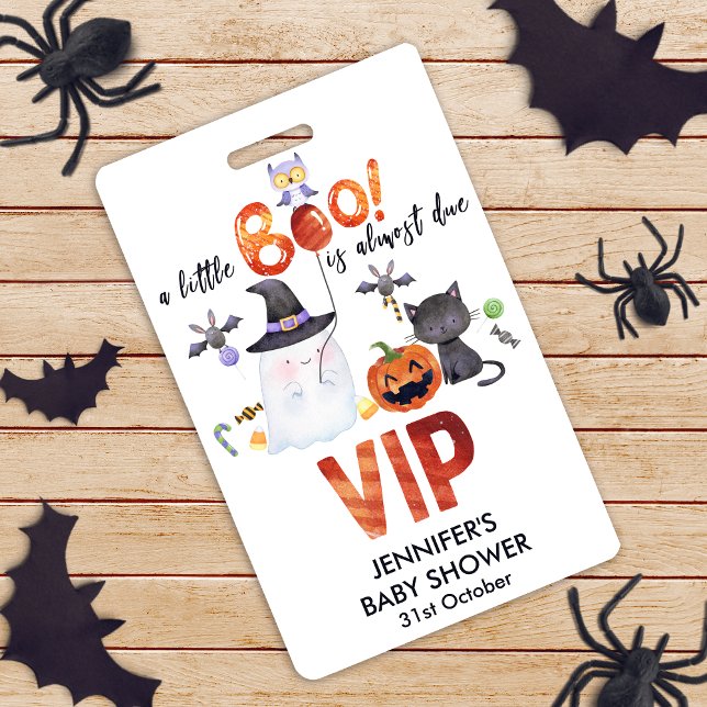 A Little Boo Halloween Bowtie Baby Shower VIP ID Badge (Creator Uploaded)