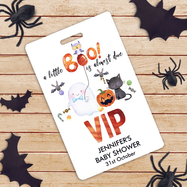 A Little Boo Halloween Bowtie Baby Shower VIP ID Badge (Creator Uploaded)