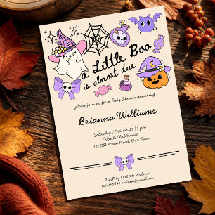 A little boo Halloween doodle sketch baby shower Invitation
