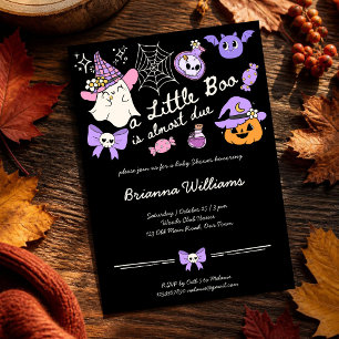 A little boo Halloween doodle sketch baby shower Invitation