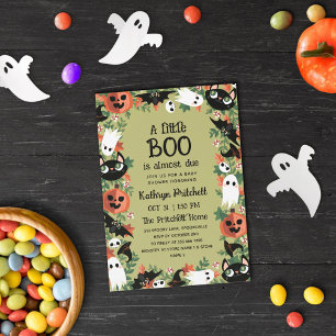 A Little Boo Halloween Frame Olive Baby Shower Invitation