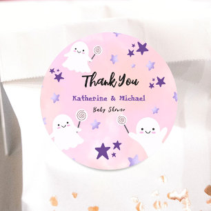 A Little Boo   Halloween Girl Baby Shower Classic Round Sticker